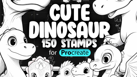 150 Procreate Cute Dinosaurs Stamps Brushes | Procreate Dino Stamp Brushes | Procreate Baby Dinosaur Stamp Brushes | Procreate Tyrannosaurus Rex Stamp | Procreate Cute Animals Brushes | Procreate Kawaii Stamp Brushes