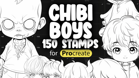 150 Procreate Cute Chibi Boys Stamp Brushes | Procreate Chibi Characters Stamp Brush | Procreate Chibi Male Brush | Procreate Chibi Dolls Brushes | Procreate Cute Little Boys Stamps Brushes | Procreate Kawaii Boys Brushes |  Procreate Chibi Kids Brushes