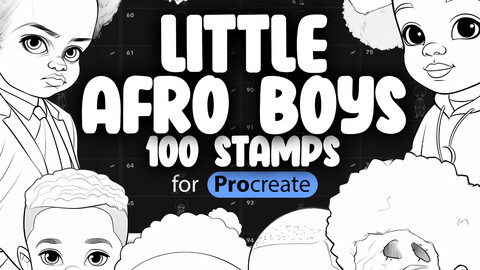 100 Procreate Little Afro Boys Stamps | Procreate African American Little Boys Stamp Brushes | Procreate Afro Children Stamp | Procreate Afro Children Stamp Brushes | Procreate Black Boys Brushes | Procreate Afro Kids Stamp Brushes