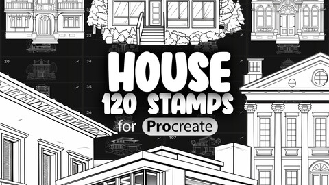 120 Procreate Houses Stamp Brushes | Procreate House Brushes | Procreate House Templates | Procreate House Guide Sketch | Procreate Buildings Brushes | Procreate Architecture Brushes | Procreate Exterior Brushes