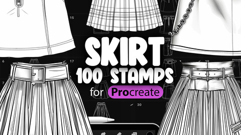 100 Procreate Skirts Stamp Brushes | Procreate Clothes Stamp Brushes | Procreate Dress Stamp Brush | Procreate Fashion Stamp Brushes | Procreate Wearing Brushes