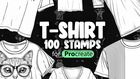 100 Procreate T-shirt Stamp Brushes | Procreate Clothing Stamp Brushes | Procreate Fashion Stamp Brushes | Procreate Woman Shirt Brush | Procreate T-Shirts Brushes | Procreate Clothes Brushes