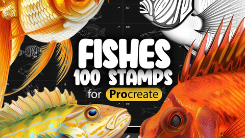 100 Procreate Fish Stamp Brushes | Procreate Goldfish Stamp | Procreate Koi Fish Stamp | Procreate Tropical Fishes Brushes | Procreate Aquarium Fish Brushes | Procreate Sea Life Brushes | Procreate Ocean Life Brushes