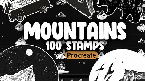 100 Procreate Mountains Logo Stamp Brushes | Procreate Nature Brushes | Procreate Mountains References | Procreate Mountains Painting | Procreate Mountains Drawing | Mountaintop Procreate | Procreate Mountains Sketches