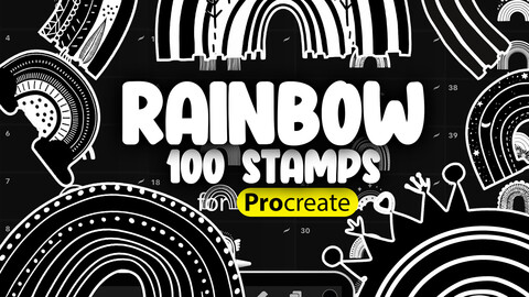 100 Procreate Rainbow Stamps Brushes | Procreate Rainbow References | Procreate Rainbow Sketches | Procreate Rainbow Drawing | Procreate Rainbow Painting