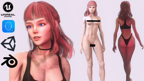 Nude Female Character EVE - Game Ready Character