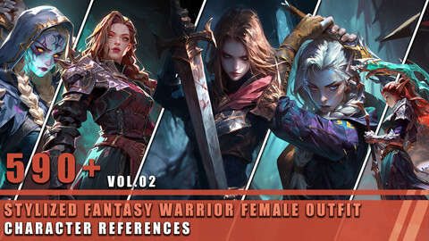 590+ Stylized Fantasy Warrior Female Outfit - Character References Vol.02