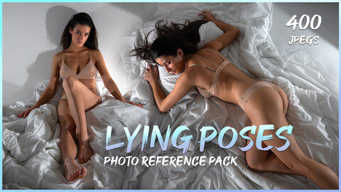 Lying Poses-Female Anatomy- Photo Reference Pack for Artists- 404 JPEGs