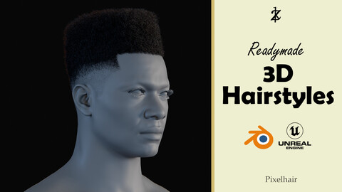 Hairstyle - Hight top Fade 009 (Hair for blender/ unreal engine / metahuman) Afro hair | Kinky hair | 4c Hair | African / African American Hair