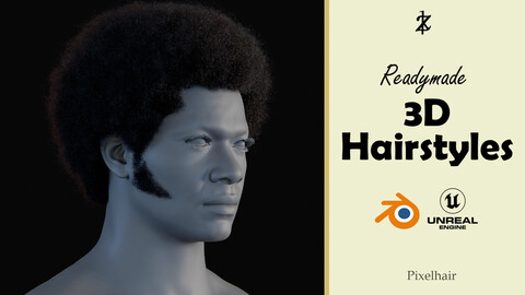 Hairstyle - Afro 002 (Hair for blender/ unreal engine / metahuman) Afro hair | Kinky hair | 4c Hair | African / African American Hair