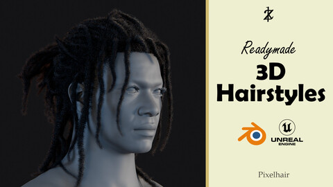 Hairstyle - Dreads 003 (Hair for blender/ unreal engine / metahuman) Afro hair | Kinky hair | 4c Hair | African / African American Hair