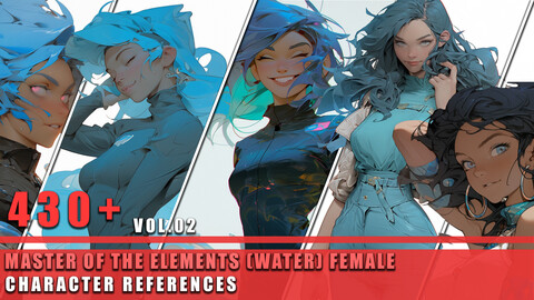 430+ Master of the Elements WATER Female Outfit - Character Reference Vol.02