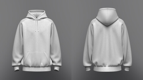 Men's Raglan Oversized Hoodie 3d Model