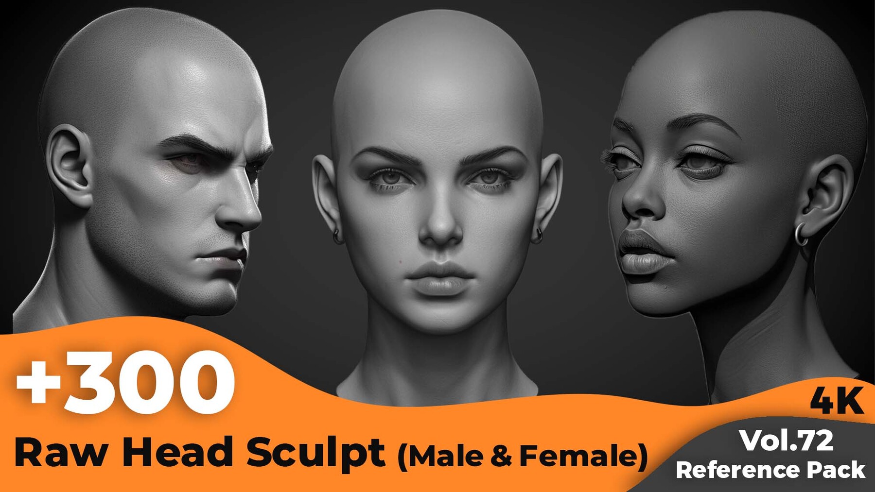 ArtStation - +300 Raw Head Sculpt Reference(4k)