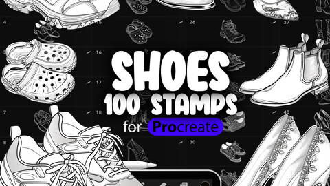 100 Procreate Women Shoes Stamp Brushes | Procreate High Heels Stamp Brushes | Procreate Winter Boots Stamp Brushes | Procreate Sneakers Brushes | Procreate Sandals Slippers Loafers Flip-flops Moccasins Stamp Brushes