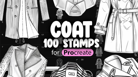 100 Procreate Coat Stamp Brushes | Procreate Clothing Stamp Brushes | Procreate Outerwear Stamps | Procreate Fashion Jacket Stamp Brushes | Procreate Outfits Brushes | Procreate Clothes Brushes | Procreate Dressing Brushes