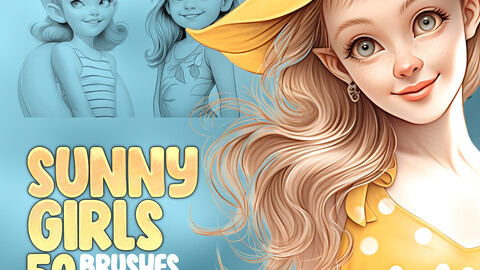 50 Sunny Cuties Procreate Stamp Brushes | Summer Fashion Girls Procreate Brush | Summer Kids Vocation Procreate Brushes | Cute Girls on Rest Procreate Brushes | Photoshop Cute Girls Brushes | Cuties Photoshop Brushes