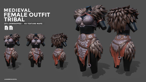 Medieval Tribal Outfit | Warrior Outfit | FBX | OBJ | HD Texture Maps