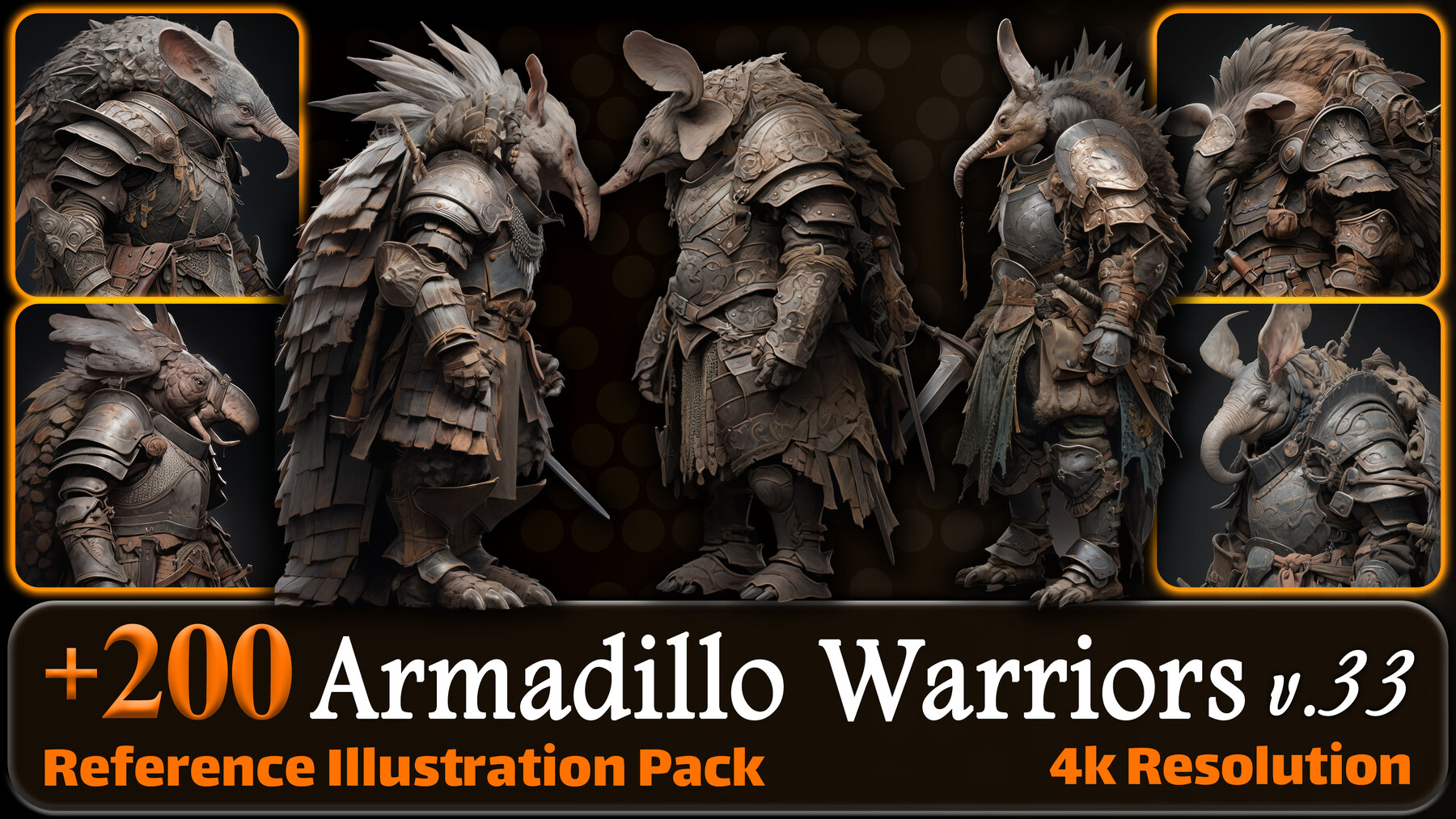 200 Armadillo Warriors Reference Pack | 4K | v.33