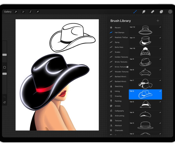ArtStation - 30 Procreate Hat Stamp Brushes | Procreate Headwear Stamps ...