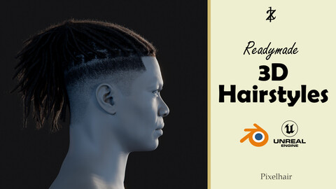 Hairstyle - Dreads/Fade 013 (Hair for blender/ unreal engine / metahuman) Afro hair | Kinky hair | 4c Hair | African / African American Hair