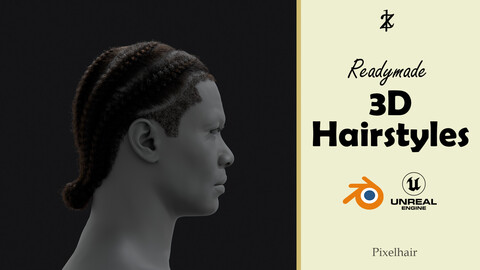 Hairstyle - Braids 003(Hair for blender/ unreal engine / metahuman) Afro hair | Kinky hair | 4c Hair | African / African American Hair