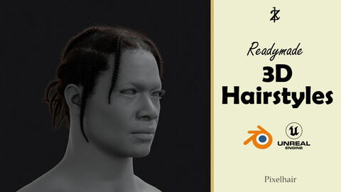 Hairstyle - Braids 004 (Hair for blender/ unreal engine / metahuman) Afro hair | Kinky hair | 4c Hair | African / African American Hair