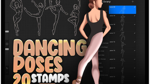 20 Procreate Dancing Reference Stamp Brushes | Procreate Dancing Poses Stamp Brushes | Procreate Ballet Poses Stamp Brushes | Procreate Dance Brushes | Procreate Dancing People Brushes