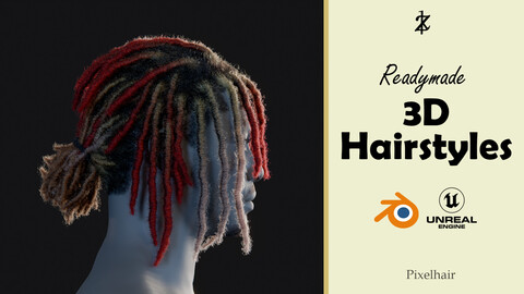 Hairstyle - Dreads 005 (Hair for blender/ unreal engine / metahuman) Afro hair | Kinky hair | 4c Hair | African / African American Hair