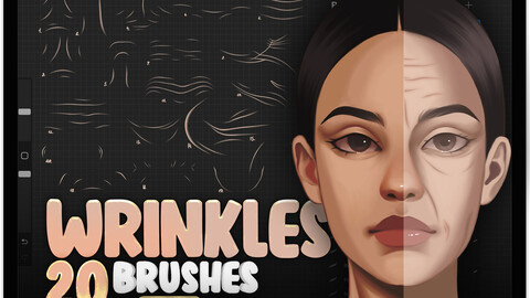 20 Procreate Wrinkles Brushes | Procreate Face Wrinkles Stamps Brushes | Procreate Wrinkles Makeup Brushes | Procreate Old Female Brushes | Procreate Old Male Brushes