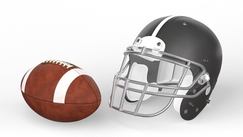 American Football Helmet and Ball