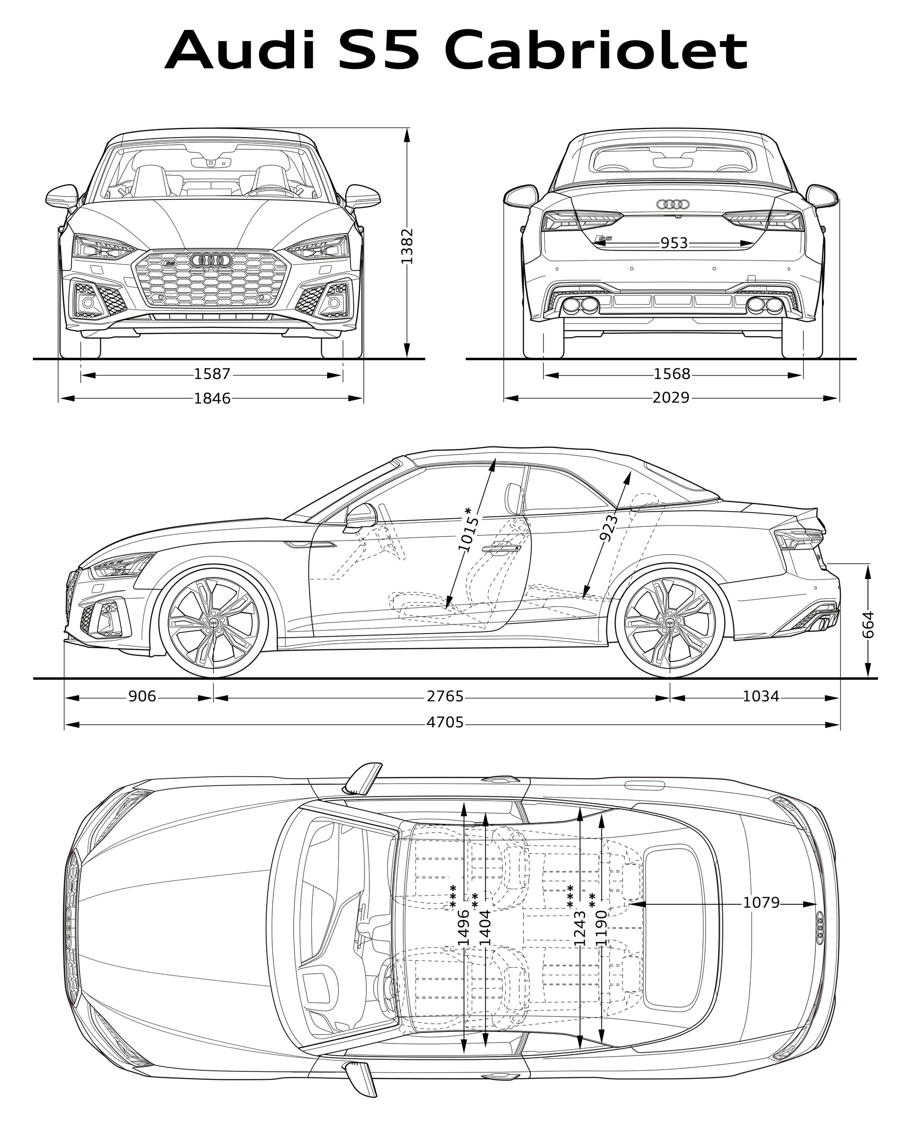 Artstation - Audi S5 Cabriolet 2023 Car Blueprint 