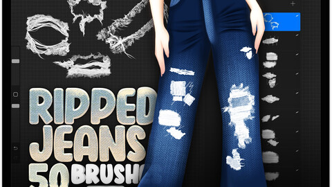 50 Ripped Jeans Brushes for Procreate | Seamless Jeans Textures for Procreate | Jeans Patterns for Procreate | Realistic Procreate Rips Brushes | Procreate Clothes Brushes | Procreate Wearing Fashion Brushes