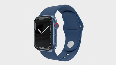 Apple Watch 7 Series - Silver Stainless Steel Case with Blue Sport Band