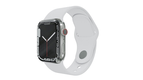 Apple Watch 7 Series - Silver Stainless Steel Case with White Sport Band