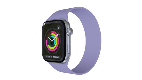 Apple Watc 3 - Silver Aluminium Case with  English Lavender Solo Loop