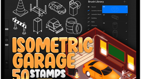 50 Garage Isometric Brushes for Procreate | Isometric Furniture Procreate Stamps | Isometric 3D Interior Procreate Stamps Brushes | Isometric House Procreate Stamp Brushes | Isometric Building Stamp Brushes | Procreate Back Yard Brushes