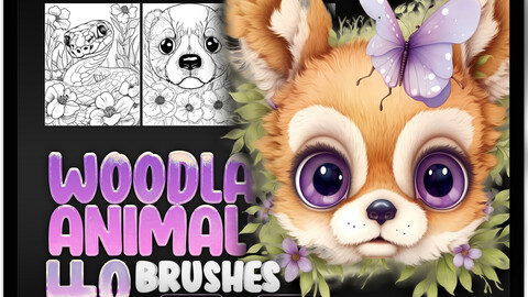 40 Woodland Animals Procreate Stamp Brushes | Woodland Animals Photoshop Brushes | Procreate Pig | Procreate Wolf | Procreate Raccoon | Bear Procreate | Bee Procreate | Snake Procreate | Owl Procreate | Mouse Procreate | Parrot Procreate Stamp Brushes