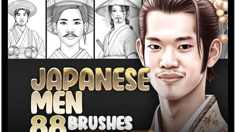 88 Japanese Men Procreate Brushes | Japanese Men Photoshop Brushes | Japan Boys Procreate Stamp Brushes | Japanese Procreate Stamps Brushes | Japanese Person Procreate Stamp Brushes | Procreate Japan Person Stamp Brushes