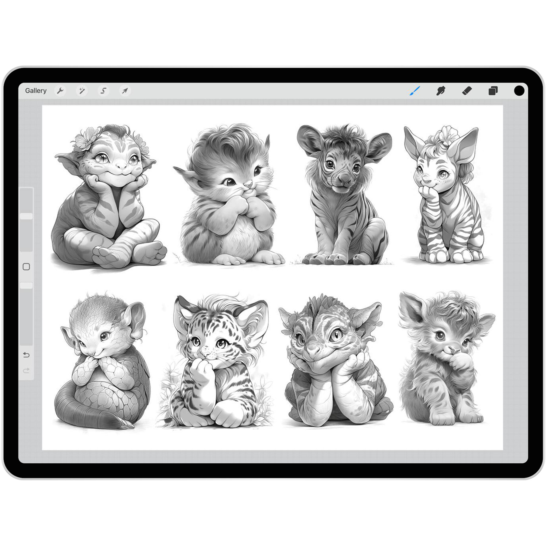 ArtStation - 48 Cute Animals Procreate Brushes | Cute Animals Photoshop ...