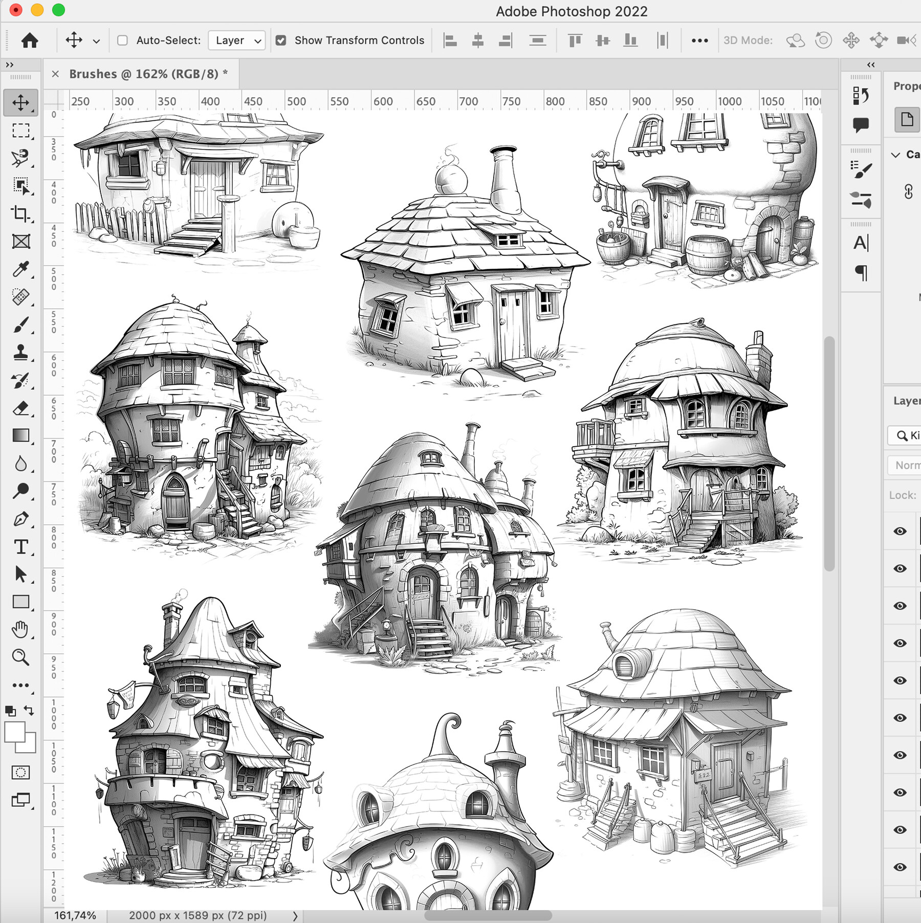 ArtStation - 55 Hobbit Houses Procreate Brushes | Hobbit Houses ...