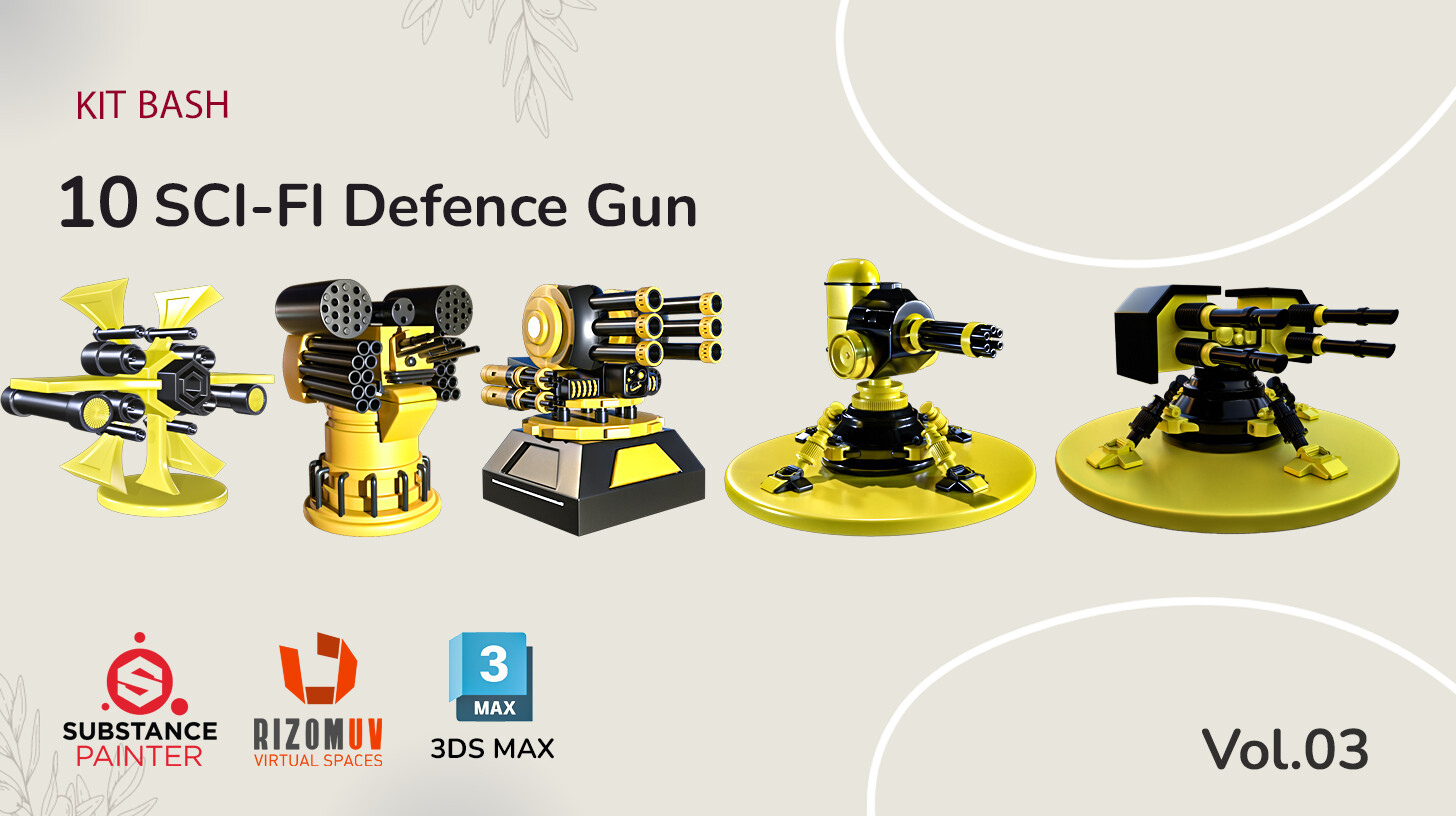 Artstation 10 Unique Sci Fi Air Defense Gun Resources