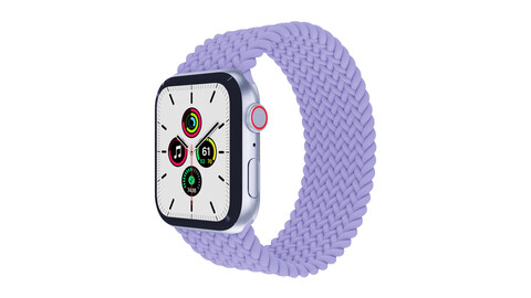 Apple Watch SE - Silver Aluminium Case with English Lavender Braided Solo Loop