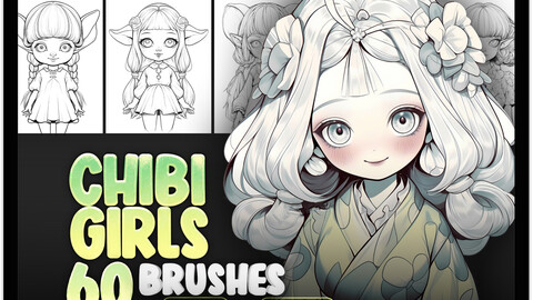 60 Chibi Girls Procreate Brushes | Chibi Girls Photoshop Brushes | Chibi Girls Poses Procreate Stamp Brushes | Chibi Face Procreate Stamp Brushes | Chibi Maker Bundle Procreate Stamp Brushes | Chibi Body Photoshop Brushes