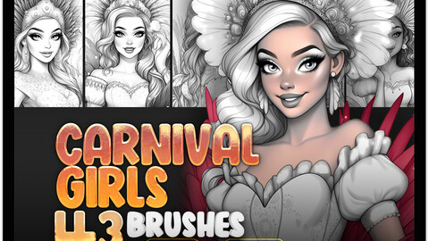 43 Brazil Carnival Girls Procreate Brushes | Brazil Carnival Girls Photoshop Brushes | Cute Beautiful Girls Stamp Brushes for Procreate and Photoshop | Procreate Brazil Girls Stamp Brushes | Procreare Brazil Women Stamp Brushes