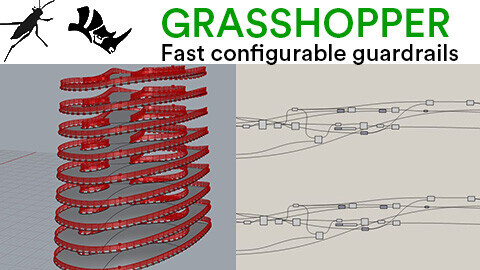 Rhino Grasshopper .GH Configurable Gardrails from curves