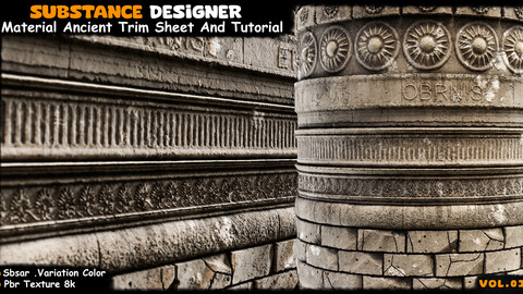 Material Ancient Trim Sheet And Tutorial Vol.01