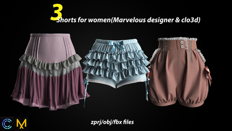 shorts and skirt for ladies(Marvelous designer & clo3d project)