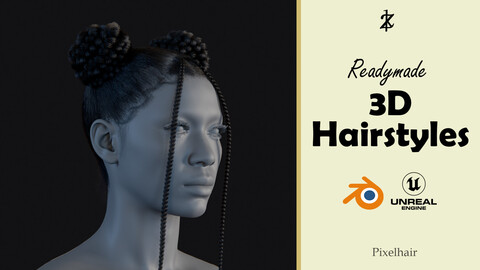 Hairstyle - Braids 006 (Hair for blender/ unreal engine / metahuman) Afro hair | Kinky hair | 4c Hair | African / African American Hair