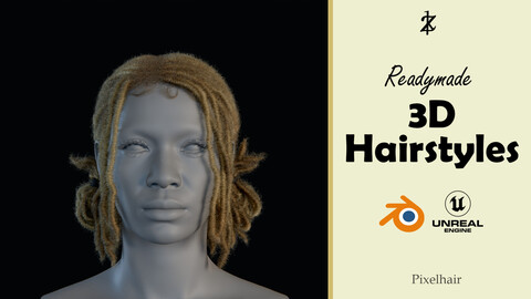 Hairstyle - Dreads 006 (Hair for blender/ unreal engine / metahuman) Afro hair | Kinky hair | 4c Hair | African / African American Hair